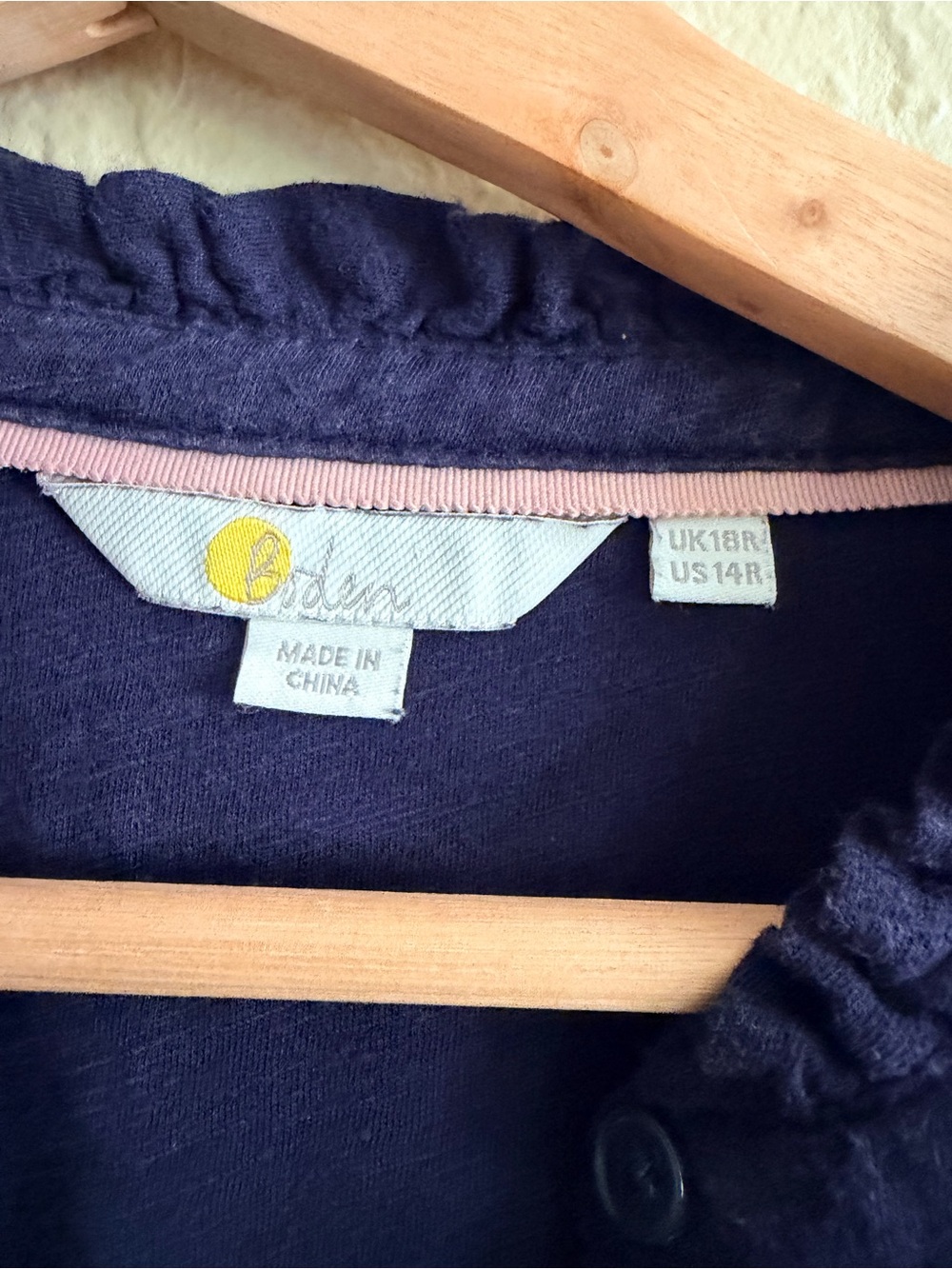 Boden Navy Ruffle-Front Blouse - Picture 2 of 3